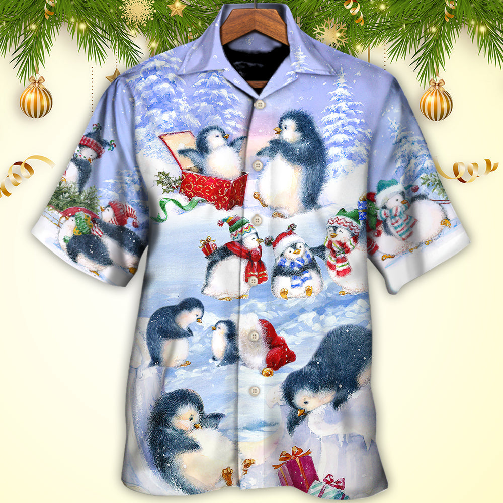 Christmas Penguin Family Hawaiian Shirt Resort Outfit View For Beach Days