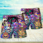Hippie Mushroom Skull Colorful Beach Shorts For Sunny Holidays And Comfortable Daily Styling