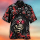 Dark Red Skull Smoke Lighting Hawaiian Shirt For Resort Getaways And Comfortable Summer Activities