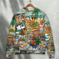 Hippie Funny Animals Joyful Companions Sweater For Boho Festivals Weekend Trips And Relaxed Casual Styling