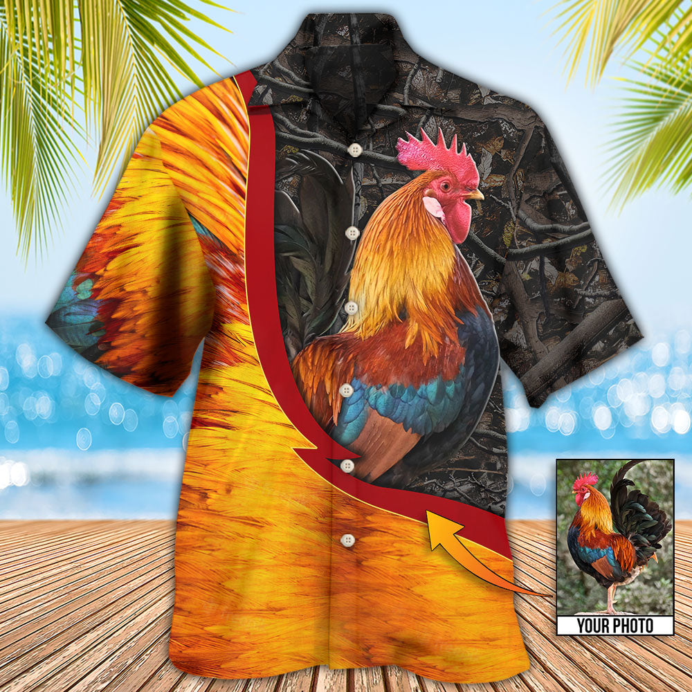 Chicken Rooster Beautiful Custom Photo Hawaiian Shirt Pattern Detail For Vacation Travel And Daily Wear