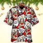 Funny Christmas Cutie Santa Reindeer Hawaiian Shirt Pattern Detail For Vacation Travel And Daily Wear