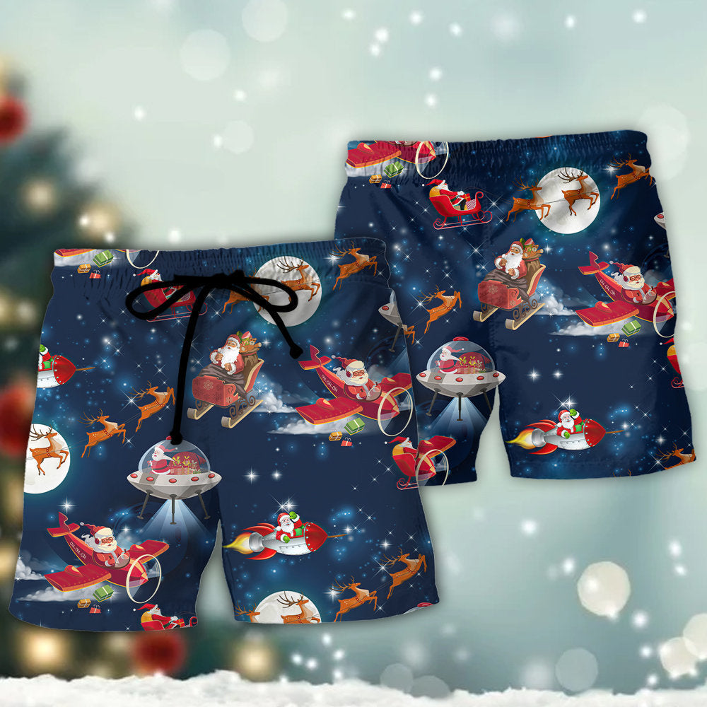 Christmas Astronaut Holiday Fun Beach Shorts Print Detail For Beach Activities And Vacation Wear