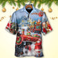 Watercolor Christmas Train Gift Hawaiian Shirt Pattern View For Relaxed Warm Weather Outfits