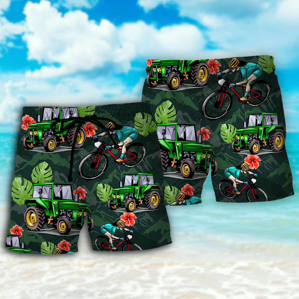 Tractor And Mountain Biking Lover Beach Shorts For Coastal Adventures And Relaxed Summer Wear