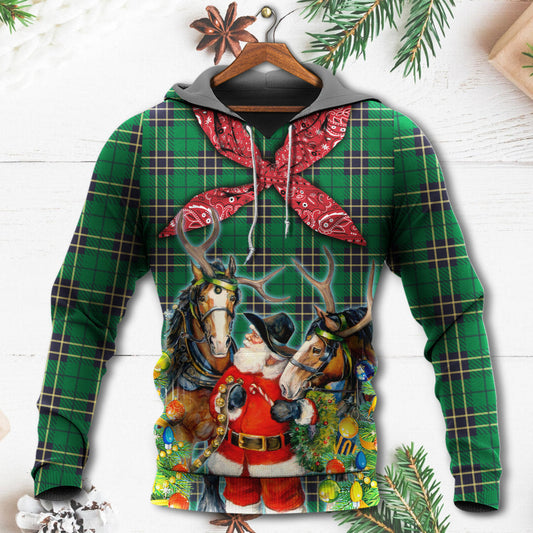 Green Christmas Cowboy Santa Hoodie For Holiday Gatherings Winter Travel And Seasonal Gifting