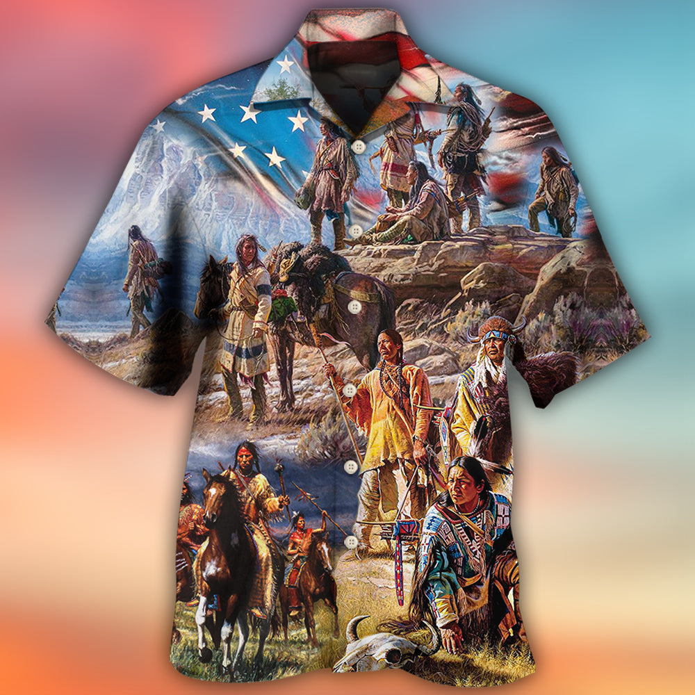 Bohemian American Independence Day Flag Hawaiian Shirt Design Detail For Sunny Adventures And Casual Wear