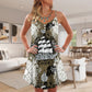 Dragon Old Ship Vintage Sea Life V-Neck Sleeveless Cami Dress For Summer Events And Comfortable Everyday Style