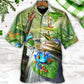 Frog Journey Begins Single Hop Hawaiian Shirt All Over Print Detail For Summer Travel
