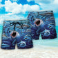 Shark Family Hunt Beach Shorts Pattern Detail For Casual Outings And Travel Ready Comfort