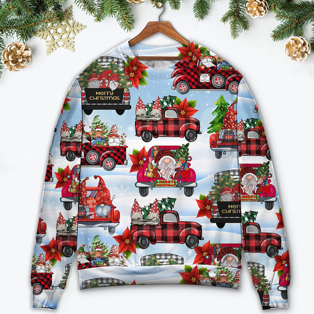 Gnome And Christmas Truck Merry Xmas Sweater For Holiday Parties Family Gatherings And Seasonal Gift Giving