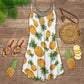 Artistic Fruit Pineapple Tropical V-Neck Sleeveless Cami Dress For Ocean Lovers And Sunny Getaways