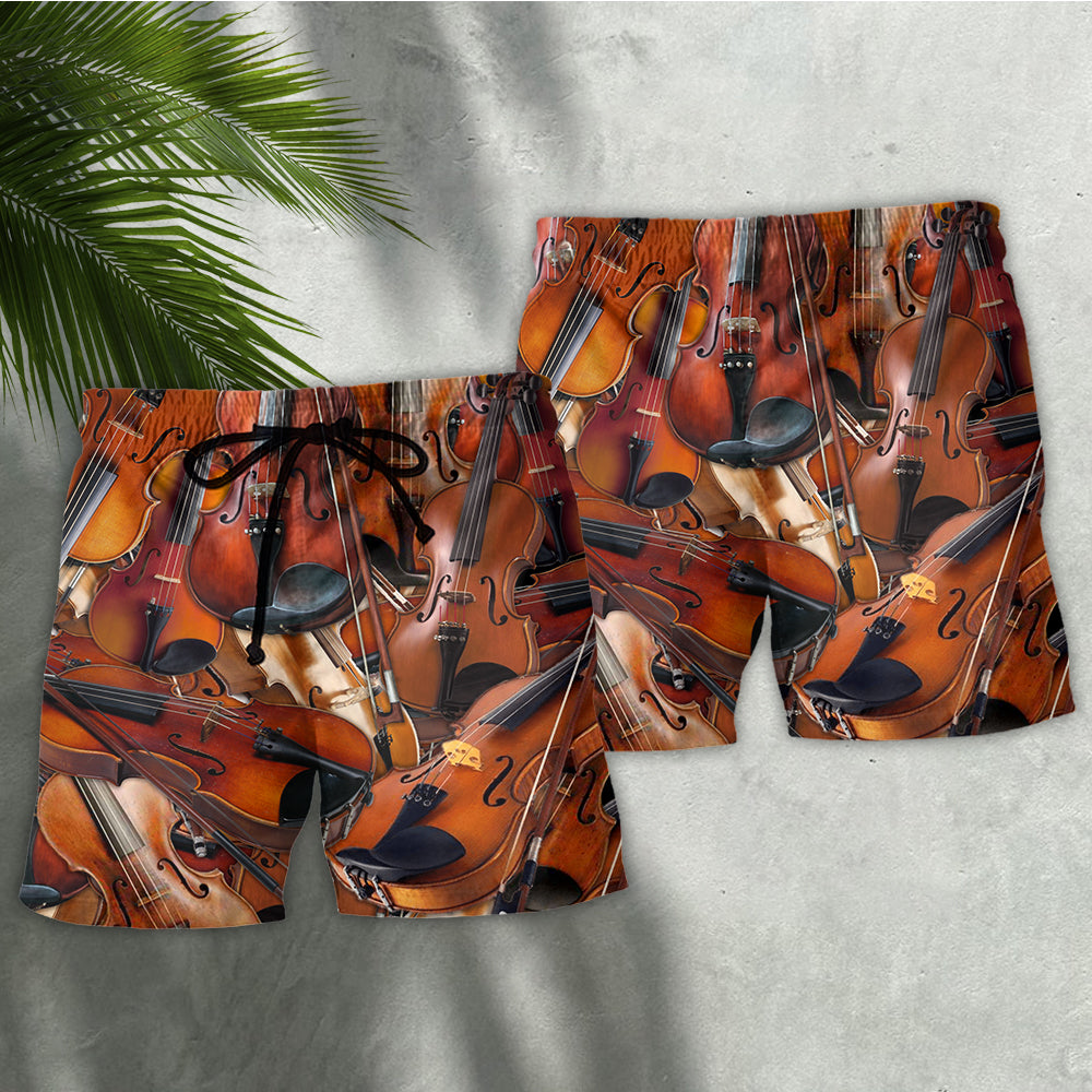 Violin Intelligent Music Quote Beach Shorts Print Detail For Beach Activities And Vacation Wear