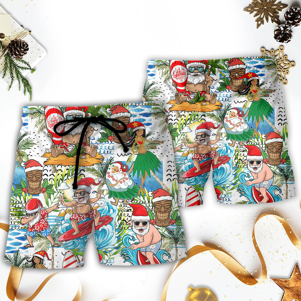 Christmas Santa Aloha Vibes Beach Shorts Design Detail For Coastal Escapes And Daily Wear