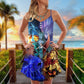 Dragon Mystery Fantasy Style V-Neck Sleeveless Cami Dress For Festivals Travel And Relaxed Casual Summer Wear