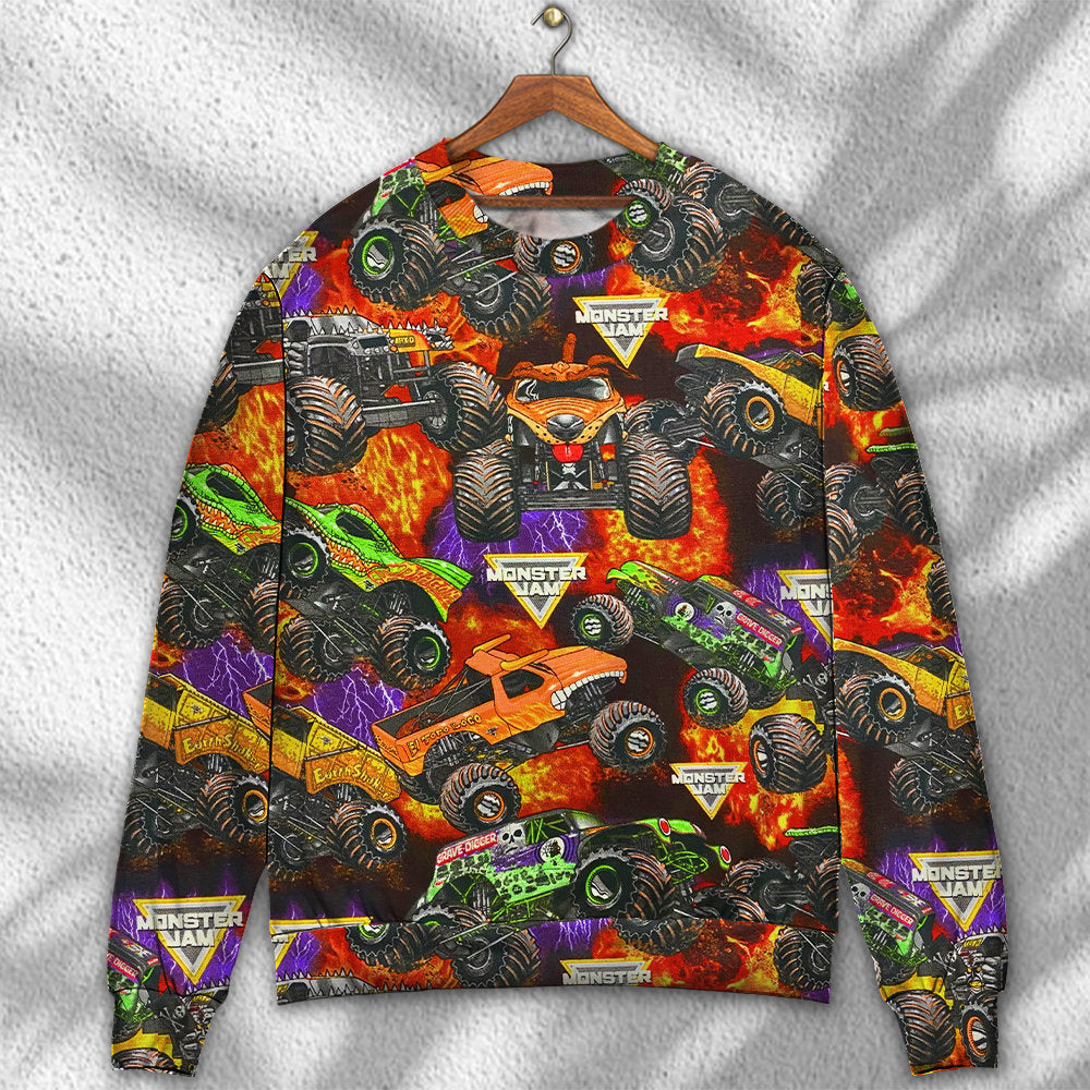 Monster Truck Packed Power Sweater For Road Trips Weekend Gatherings And Thoughtful Gift Giving