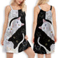 Playful Cat Attitude V-Neck Sleeveless Cami Dress For Travel And Comfortable Summer Styling