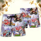 Christmas Santa Classic Hot Rod Tree Beach Shorts Pattern Detail For Coastal Travel And Travel Ready Comfort