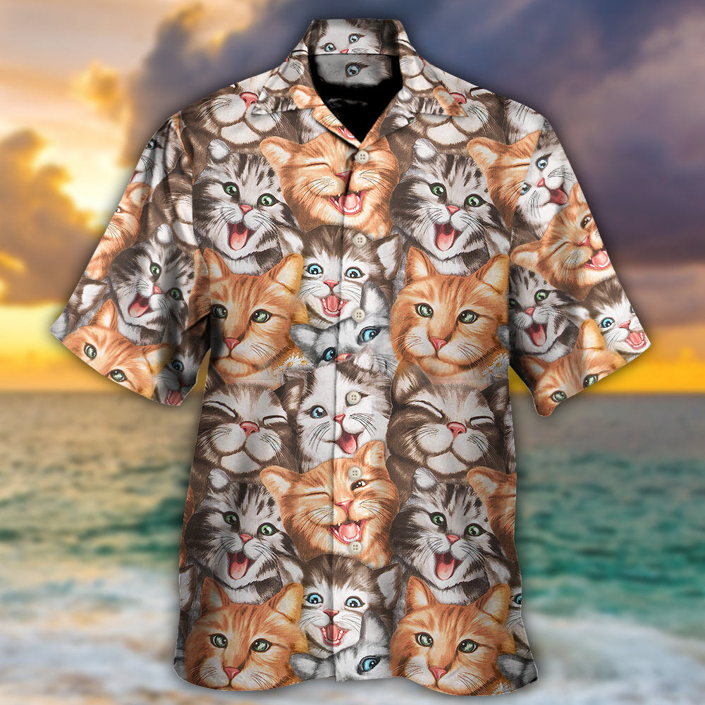 Cute Happy Funny Cat Little Hawaiian Shirt Design Detail For Sunny Adventures And Casual Wear