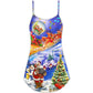 Christmas Santa Love Xmas Everytime V-Neck Sleeveless Cami Dress For Summer Vacations And Casual Everyday Wear