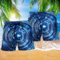 Neon Circle Music Notes Glow Beach Shorts Pattern Detail For Relaxed Warm Weather Outfits