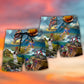 Cycling And Basketball Mountain Painting Lover Beach Shorts Pattern View For Coastal Holidays And Casual Activities