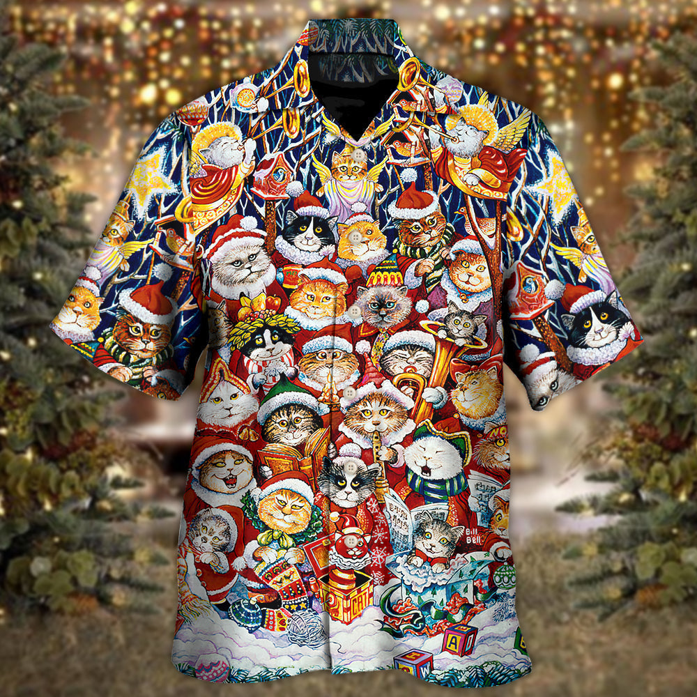Funny Cat Christmas Happiness Hawaiian Shirt For Resort Getaways And Comfortable Summer Activities