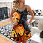 Halloween Raven Pumpkin Scary V-Neck Sleeveless Cami Dress For Festivals Travel And Relaxed Casual Summer Wear