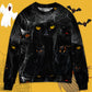 Halloween Black Cat In The Dark Sweater For Bold Streetwear Travel And Relaxed Everyday Styling