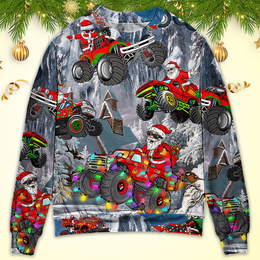 Christmas Santa Riding Red Truck Snow Sweater For Family Gatherings Winter Travel And Everyday Seasonal Comfort