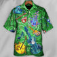 Green Guitar Hawaiian Shirt For Tropical Escapes Resort Wear And Outdoor Celebrations