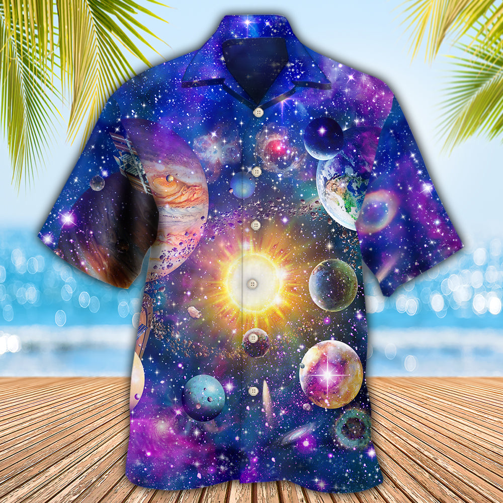 Colorful Galaxy Astronomy Solar Hawaiian Shirt For Coastal Adventures And Warm Weather Wear