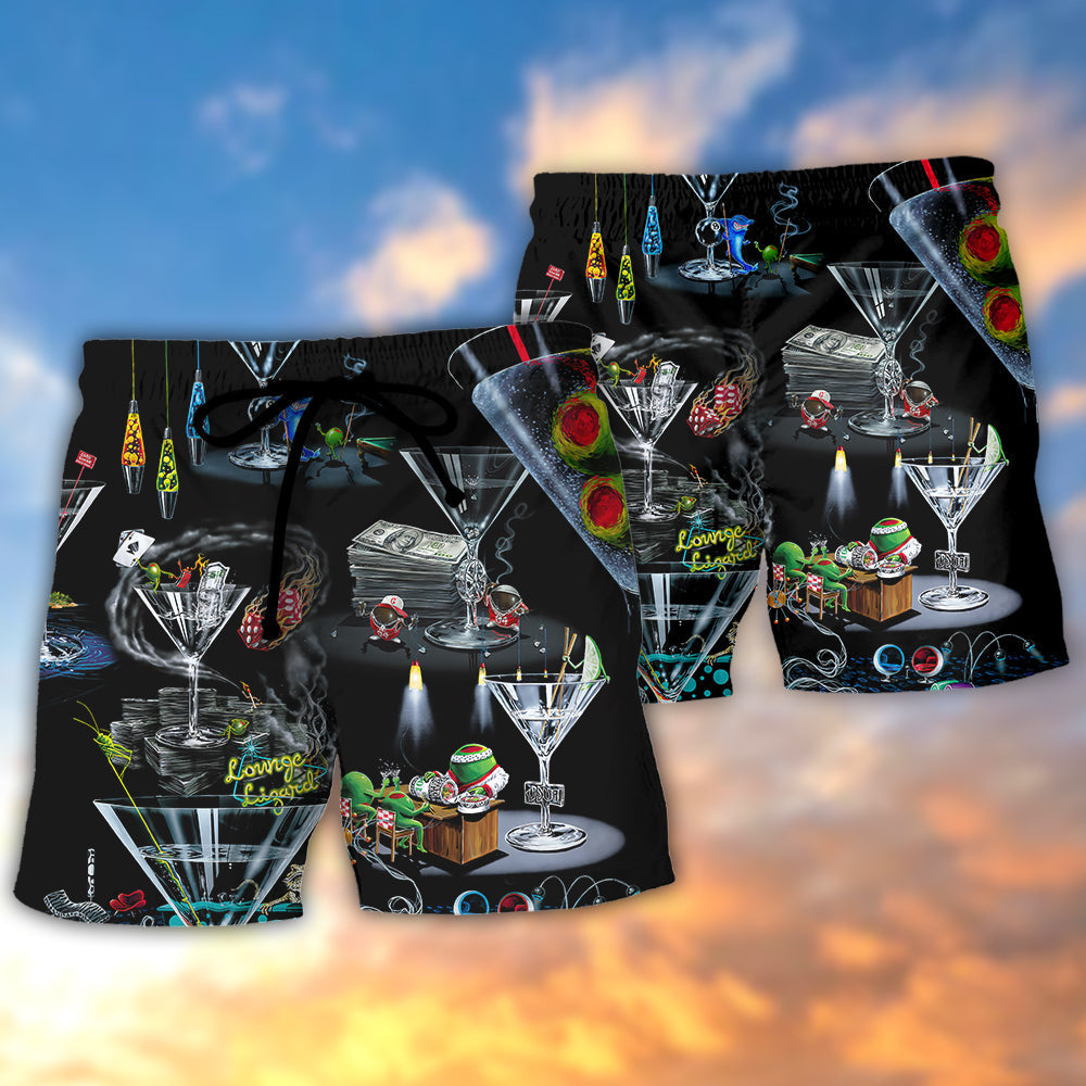 Cocktail Lounge Classic Bar Beach Shorts Artwork View For Seaside Trips And Casual Style