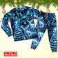 Deer Snowman Christmas Tree Lights Long Sleeve Pajamas Set For Christmas Sleepwear And Family Lounging