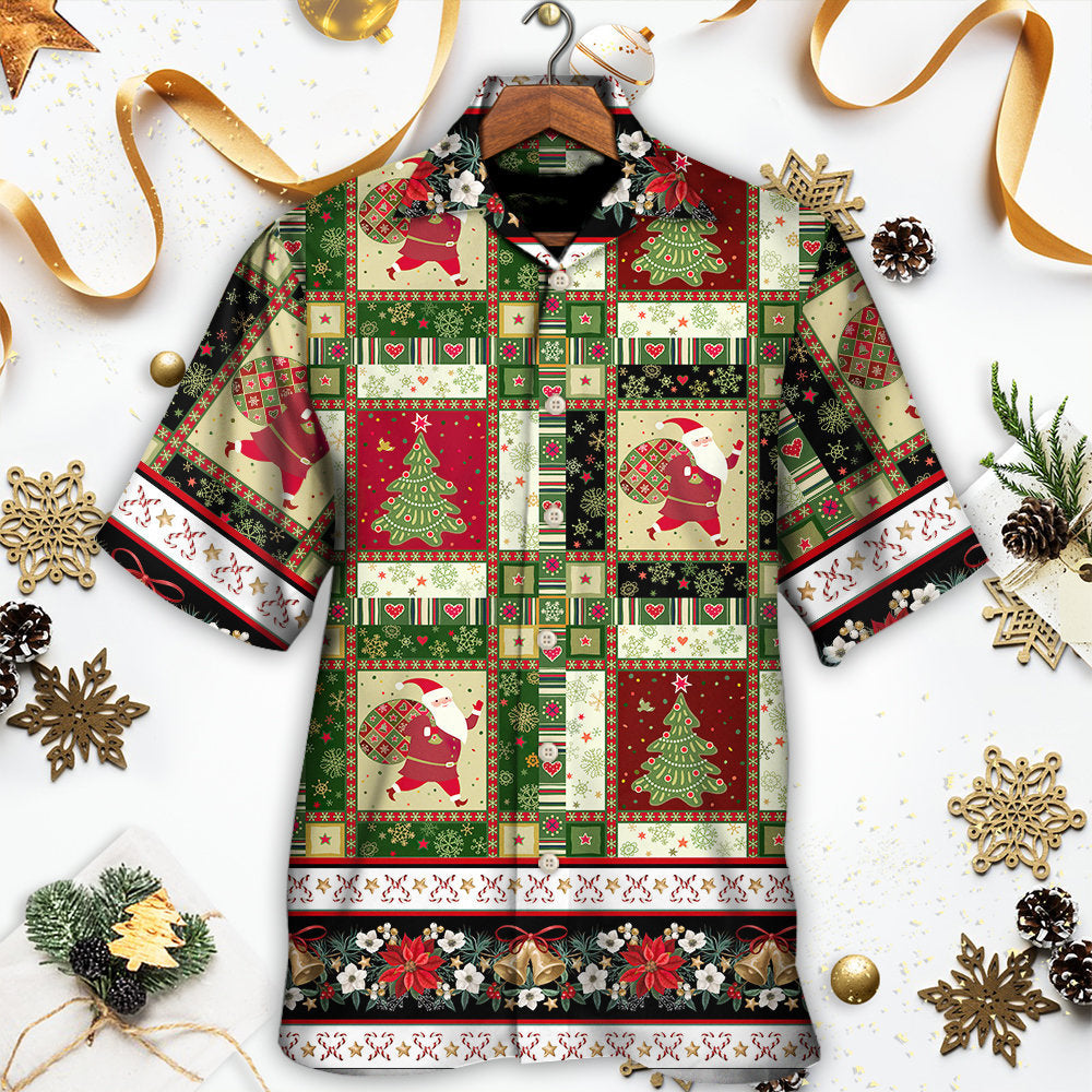 Christmas Santa Tree Hawaiian Shirt Resort Outfit View For Vacation Style