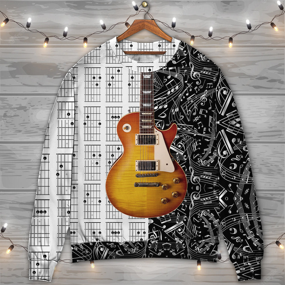 Bass Guitar Musician Black And White Sweater For Holidays Parties And Comfortable Everyday Wear