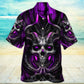 Dark Purple Skull Fire Lighting Hawaiian Shirt For Vacation Days And Relaxed Coastal Outings