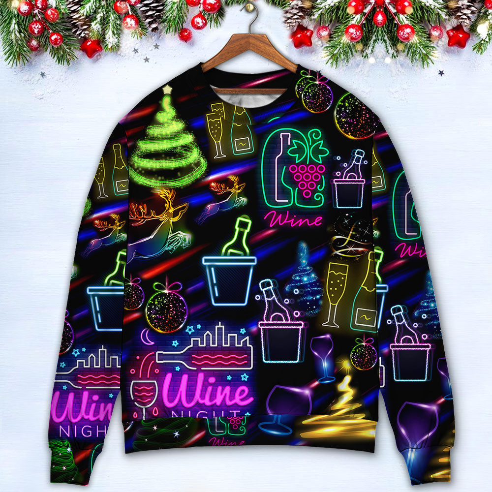 Christmas Wine Neon Sweater For Family Gatherings Winter Travel And Everyday Seasonal Comfort