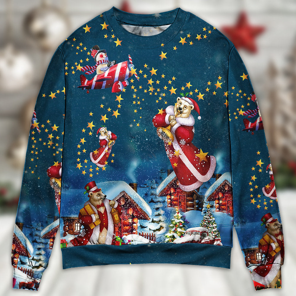 Christmas Bear Santa Happy Holiday Sweater For Festive Parties Family Photos And Comfortable Seasonal Wear
