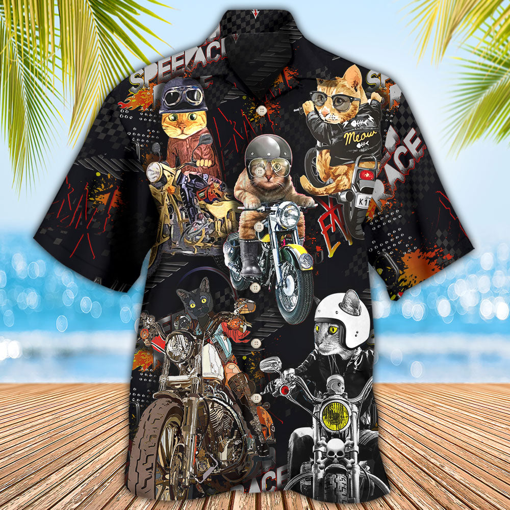 Motorcycle Motocycles Cats Hawaiian Shirt Design Detail For Sunny Adventures And Casual Wear