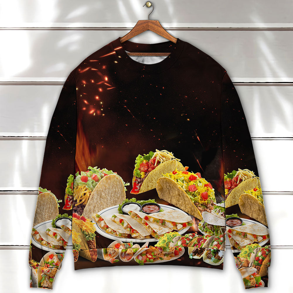 Tacos Fast Food Delicious Sweater For Weekend Outings Parties And Thoughtful Gift Giving