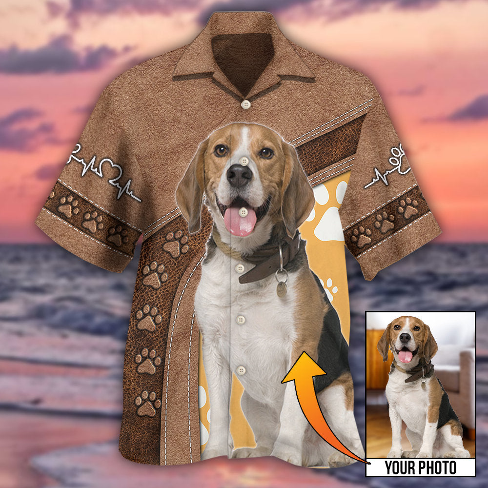 Classic Dog Paw Custom Photo Personalized Hawaiian Shirt Pattern Detail For Vacation Travel And Daily Wear