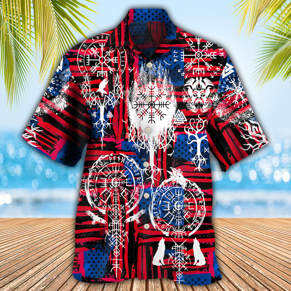 Norse Warrior Compass Vegvisir Independence Hawaiian Shirt For Warm Weather Adventures And Everyday Comfort