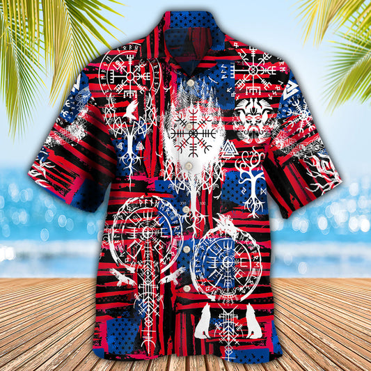 Norse Warrior Compass Vegvisir Independence Hawaiian Shirt For Warm Weather Adventures And Everyday Comfort