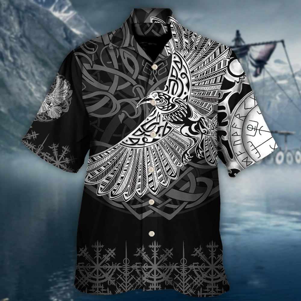 Norse Warrior Raven Valhalla Hawaiian Shirt Design View For Casual Summer Styling