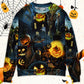 Halloween Pumpkin Night Sky Sweater For Art Fans Travel Parties And Distinctive Casual Style