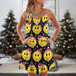 Christmas Smiling Face Santa Hat V-Neck Sleeveless Cami Dress For Festive Events And Casual Summer Styling