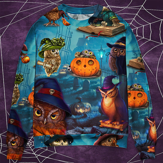 Halloween Owl Witch Night Sky Sweater For Art Fans Travel Parties And Distinctive Casual Style