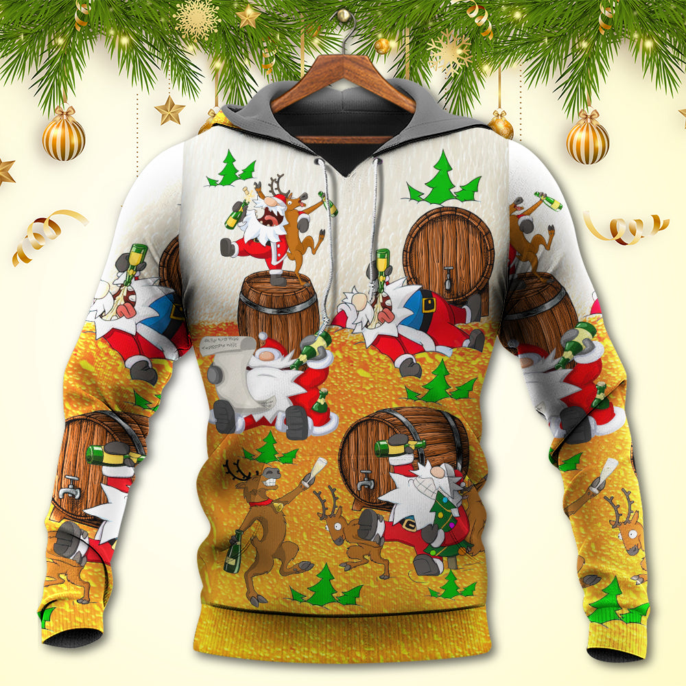 Christmas Santa Beer Cheerful Hoodie For Festive Family Moments Winter Wear And Holiday Gift Ideas