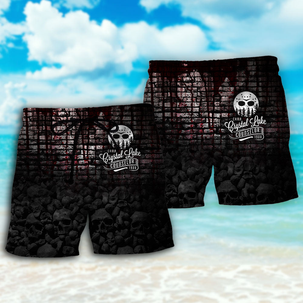 Camp Lake Counselor Beach Shorts Pattern Detail For Casual Outings And Warm Weather Wardrobe